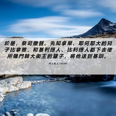 Picture 06 - 列 王 紀 上 1:38 CUVT - 於 是 ， 祭 司 撒 督 、 先 知 拿 單 - Bible Verse Picture