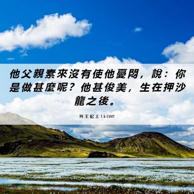 Picture 06 - 列 王 紀 上 1:6 CUVT - 他 父 親 素 來 沒 有 使 他 憂 悶 ， - Bible Verse Picture