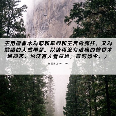 Picture 06 - 列 王 紀 上 10:12 CUVT - 王 用 檀 香 木 為 耶 和 華 殿 和 王 - Bible Verse Picture