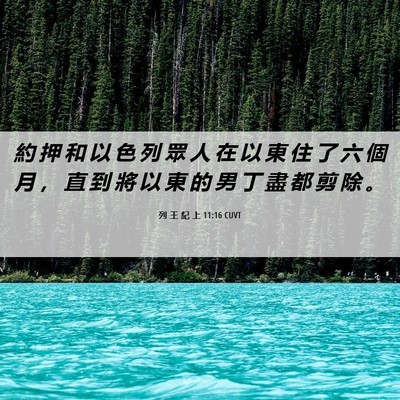 Picture 06 - 列 王 紀 上 11:16 CUVT - 約 押 和 以 色 列 眾 人 在 以 東 住 - Bible Verse Picture