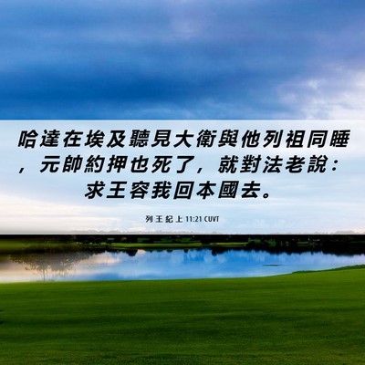 Picture 06 - 列 王 紀 上 11:21 CUVT - 哈 達 在 埃 及 聽 見 大 衛 與 他 列 - Bible Verse Picture
