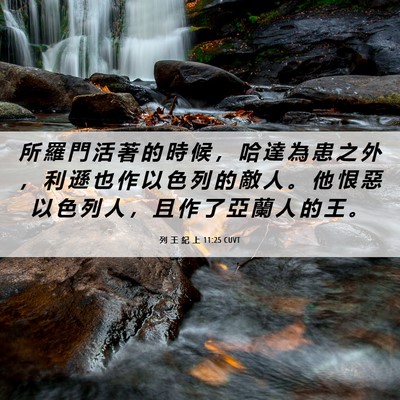 Picture 06 - 列 王 紀 上 11:25 CUVT - 所 羅 門 活 著 的 時 候 ， 哈 達 為 - Bible Verse Picture
