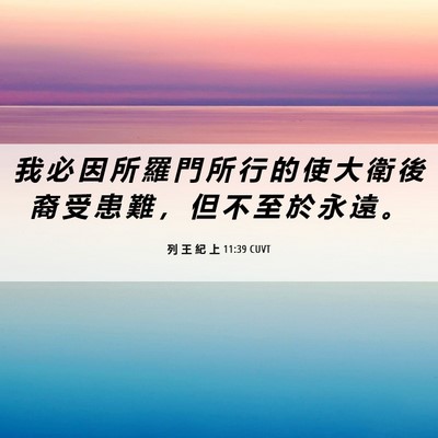 Picture 06 - 列 王 紀 上 11:39 CUVT - 我 必 因 所 羅 門 所 行 的 使 大 衛 - Bible Verse Picture