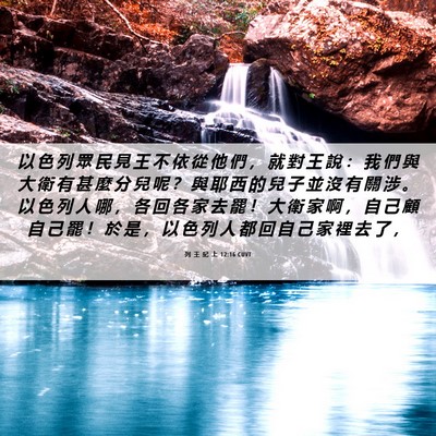Picture 06 - 列 王 紀 上 12:16 CUVT - 以 色 列 眾 民 見 王 不 依 從 他 們 - Bible Verse Picture