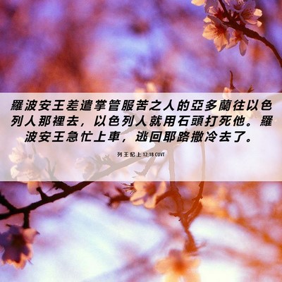 Picture 06 - 列 王 紀 上 12:18 CUVT - 羅 波 安 王 差 遣 掌 管 服 苦 之 人 - Bible Verse Picture