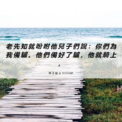 Picture 06 - 列 王 紀 上 13:13 CUVT - 老 先 知 就 吩 咐 他 兒 子 們 說 ： - Bible Verse Picture