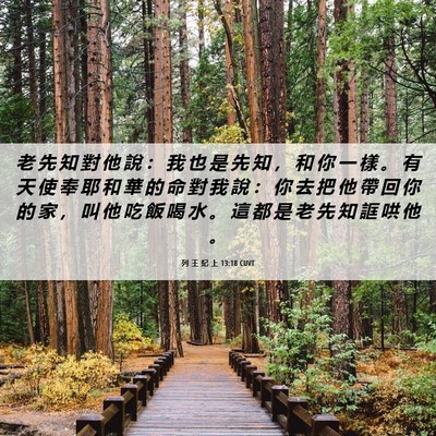 Picture 06 - 列 王 紀 上 13:18 CUVT - 老 先 知 對 他 說 ： 我 也 是 先 知 - Bible Verse Picture