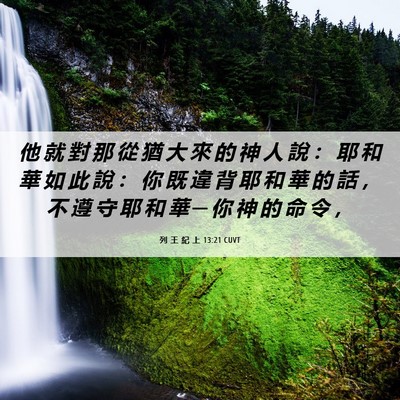 Picture 06 - 列 王 紀 上 13:21 CUVT - 他 就 對 那 從 猶 大 來 的 神 人 說 - Bible Verse Picture