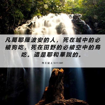 Picture 06 - 列 王 紀 上 14:11 CUVT - 凡 屬 耶 羅 波 安 的 人 ， 死 在 城 - Bible Verse Picture