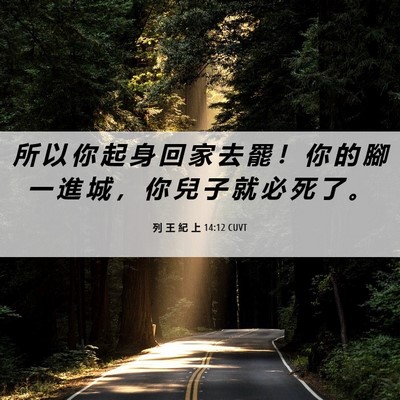 Picture 06 - 列 王 紀 上 14:12 CUVT - 所 以 你 起 身 回 家 去 罷 ！ 你 的 - Bible Verse Picture
