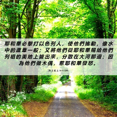 Picture 06 - 列 王 紀 上 14:15 CUVT - 耶 和 華 必 擊 打 以 色 列 人 ， 使 - Bible Verse Picture