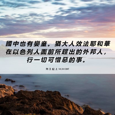 Picture 06 - 列 王 紀 上 14:24 CUVT - 國 中 也 有 孌 童 。 猶 大 人 效 法 - Bible Verse Picture