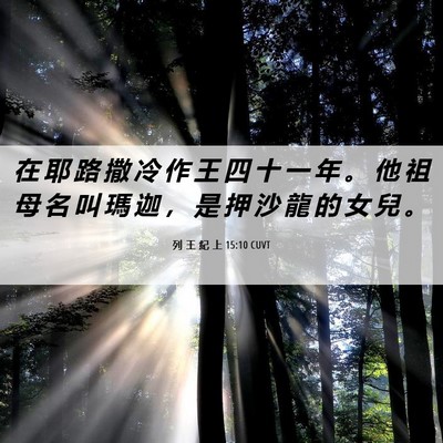 Picture 06 - 列 王 紀 上 15:10 CUVT - 在 耶 路 撒 冷 作 王 四 十 一 年 。 - Bible Verse Picture