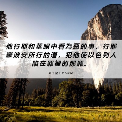 Picture 06 - 列 王 紀 上 15:34 CUVT - 他 行 耶 和 華 眼 中 看 為 惡 的 事 - Bible Verse Picture