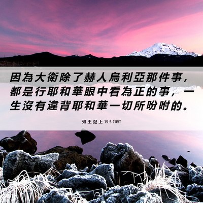 Picture 06 - 列 王 紀 上 15:5 CUVT - 因 為 大 衛 除 了 赫 人 烏 利 亞 那 - Bible Verse Picture
