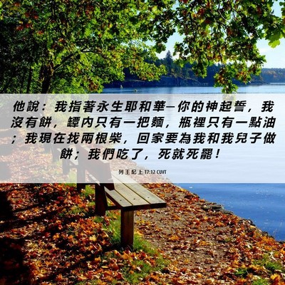 Picture 06 - 列 王 紀 上 17:12 CUVT - 他 說 ： 我 指 著 永 生 耶 和 華 ─ - Bible Verse Picture