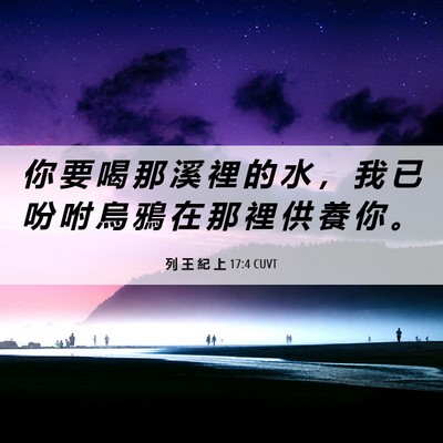 Picture 06 - 列 王 紀 上 17:4 CUVT - 你 要 喝 那 溪 裡 的 水 ， 我 已 吩 - Bible Verse Picture