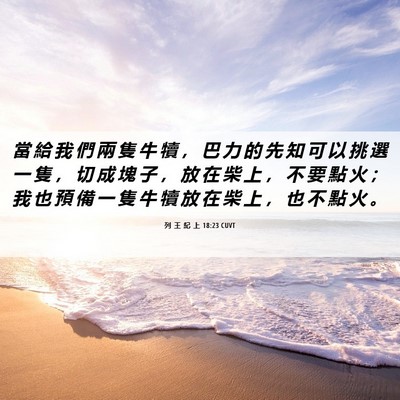 Picture 06 - 列 王 紀 上 18:23 CUVT - 當 給 我 們 兩 隻 牛 犢 ， 巴 力 的 - Bible Verse Picture