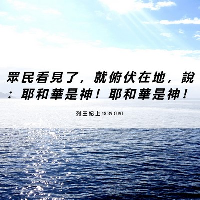 Picture 06 - 列 王 紀 上 18:39 CUVT - 眾 民 看 見 了 ， 就 俯 伏 在 地 ， - Bible Verse Picture