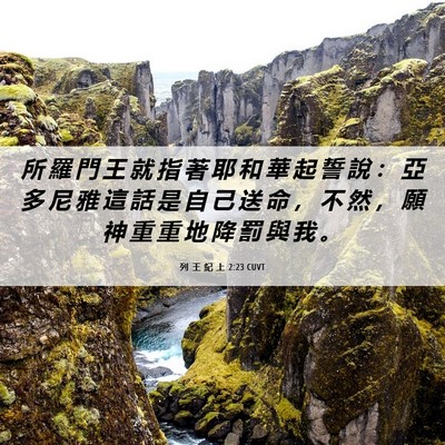 Picture 06 - 列 王 紀 上 2:23 CUVT - 所 羅 門 王 就 指 著 耶 和 華 起 誓 - Bible Verse Picture