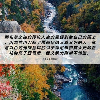 Picture 06 - 列 王 紀 上 2:32 CUVT - 耶 和 華 必 使 約 押 流 人 血 的 罪 - Bible Verse Picture