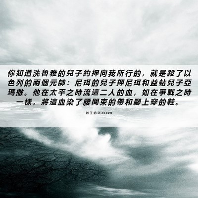 Picture 06 - 列 王 紀 上 2:5 CUVT - 你 知 道 洗 魯 雅 的 兒 子 約 押 向 - Bible Verse Picture