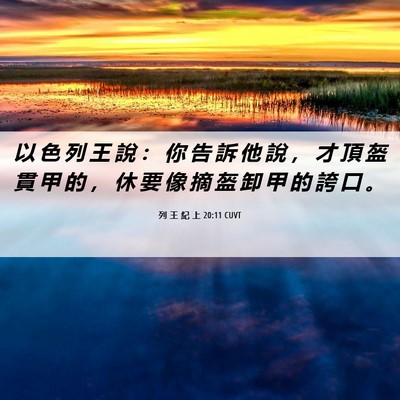 Picture 06 - 列 王 紀 上 20:11 CUVT - 以 色 列 王 說 ： 你 告 訴 他 說 ， - Bible Verse Picture