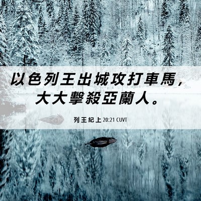 Picture 06 - 列 王 紀 上 20:21 CUVT - 以 色 列 王 出 城 攻 打 車 馬 ， 大 - Bible Verse Picture