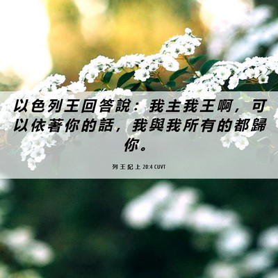 Picture 06 - 列 王 紀 上 20:4 CUVT - 以 色 列 王 回 答 說 ： 我 主 我 王 - Bible Verse Picture