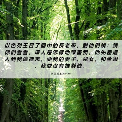 Picture 06 - 列 王 紀 上 20:7 CUVT - 以 色 列 王 召 了 國 中 的 長 老 來 - Bible Verse Picture