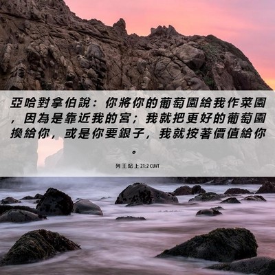 Picture 06 - 列 王 紀 上 21:2 CUVT - 亞 哈 對 拿 伯 說 ： 你 將 你 的 葡 - Bible Verse Picture