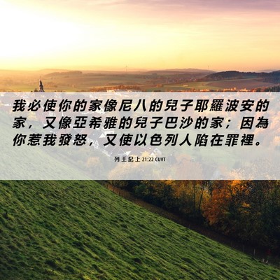 Picture 06 - 列 王 紀 上 21:22 CUVT - 我 必 使 你 的 家 像 尼 八 的 兒 子 - Bible Verse Picture