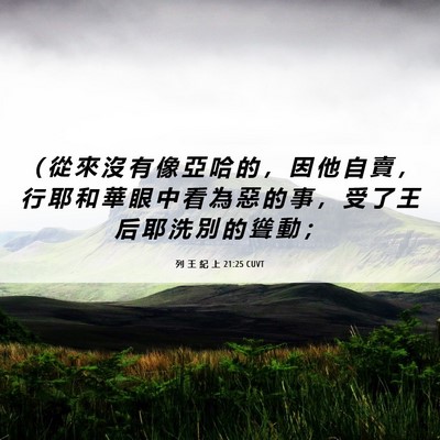 Picture 06 - 列 王 紀 上 21:25 CUVT - （ 從 來 沒 有 像 亞 哈 的 ， 因 他 - Bible Verse Picture