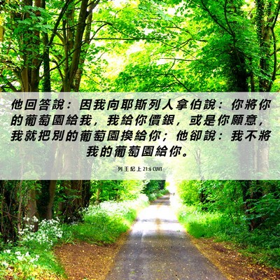 Picture 06 - 列 王 紀 上 21:6 CUVT - 他 回 答 說 ： 因 我 向 耶 斯 列 人 - Bible Verse Picture