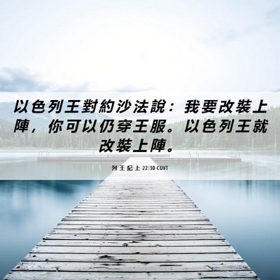 Picture 06 - 列 王 紀 上 22:30 CUVT - 以 色 列 王 對 約 沙 法 說 ： 我 要 - Bible Verse Picture