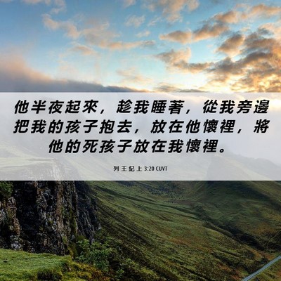 Picture 06 - 列 王 紀 上 3:20 CUVT - 他 半 夜 起 來 ， 趁 我 睡 著 ， 從 - Bible Verse Picture