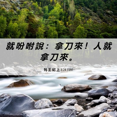 Picture 06 - 列 王 紀 上 3:24 CUVT - 就 吩 咐 說 ： 拿 刀 來 ！ 人 就 拿 - Bible Verse Picture