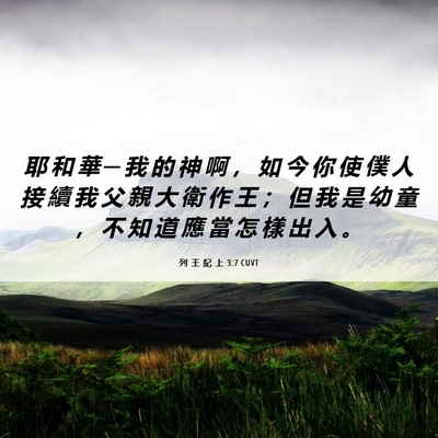 Picture 06 - 列 王 紀 上 3:7 CUVT - 耶 和 華 ─ 我 的 神 啊 ， 如 今 你 - Bible Verse Picture