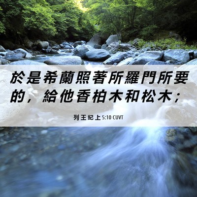 Picture 06 - 列 王 紀 上 5:10 CUVT - 於 是 希 蘭 照 著 所 羅 門 所 要 的 - Bible Verse Picture