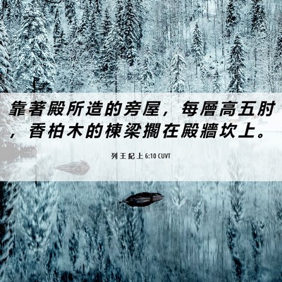 Picture 06 - 列 王 紀 上 6:10 CUVT - 靠 著 殿 所 造 的 旁 屋 ， 每 層 高 - Bible Verse Picture