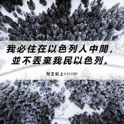 Picture 06 - 列 王 紀 上 6:13 CUVT - 我 必 住 在 以 色 列 人 中 間 ， 並 - Bible Verse Picture