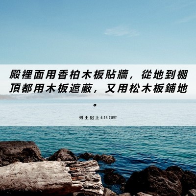 Picture 06 - 列 王 紀 上 6:15 CUVT - 殿 裡 面 用 香 柏 木 板 貼 牆 ， 從 - Bible Verse Picture