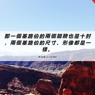 Picture 06 - 列 王 紀 上 6:25 CUVT - 那 一 個 基 路 伯 的 兩 個 翅 膀 也 - Bible Verse Picture