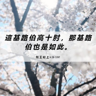 Picture 06 - 列 王 紀 上 6:26 CUVT - 這 基 路 伯 高 十 肘 ， 那 基 路 伯 - Bible Verse Picture