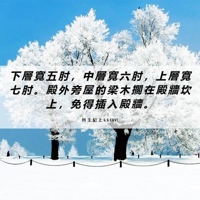 Picture 06 - 列 王 紀 上 6:6 CUVT - 下 層 寬 五 肘 ， 中 層 寬 六 肘 ， - Bible Verse Picture