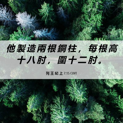 Picture 06 - 列 王 紀 上 7:15 CUVT - 他 製 造 兩 根 銅 柱 ， 每 根 高 十 - Bible Verse Picture