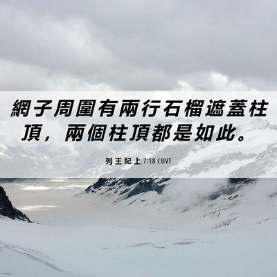 Picture 06 - 列 王 紀 上 7:18 CUVT - 網 子 周 圍 有 兩 行 石 榴 遮 蓋 柱 - Bible Verse Picture