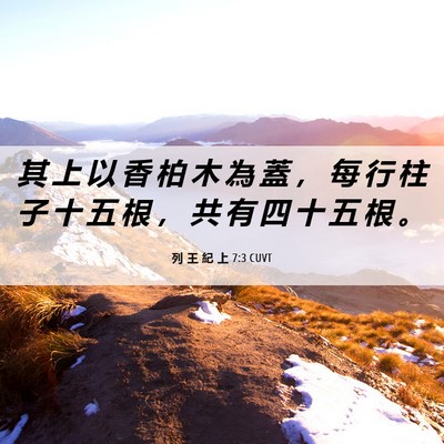 Picture 06 - 列 王 紀 上 7:3 CUVT - 其 上 以 香 柏 木 為 蓋 ， 每 行 柱 - Bible Verse Picture