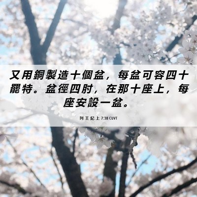 Picture 06 - 列 王 紀 上 7:38 CUVT - 又 用 銅 製 造 十 個 盆 ， 每 盆 可 - Bible Verse Picture