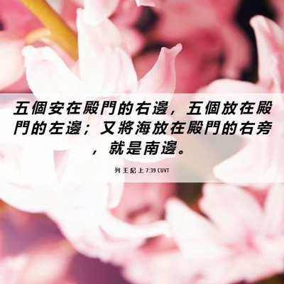 Picture 06 - 列 王 紀 上 7:39 CUVT - 五 個 安 在 殿 門 的 右 邊 ， 五 個 - Bible Verse Picture